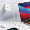 Sharp 140W USB C Charger, Compact Foldable GaN Fast Charge 3-Port (2 USB-C, 1 USB-A), Compact Foldable Wall Charger for MacBook Pro/Air, iPad Pro, iPhone 15/Pro, Galaxy S22/S21, Dell XPS, White