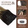 GOO GOO Clip in Hair Extensions Real Human Hair, Remy Human Hair Extensions Clip ins for Women, Natural Human Hair, 14inch 130g 9Pcs, 2/6/18 Balayage Brown to Dirty Blonde