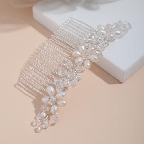 100% Handmade Freshwater Pearl Wedding Hair Combs Classical Wedding Hair Accessories Silver Pearl Hair Comb for Bridal Jewelry