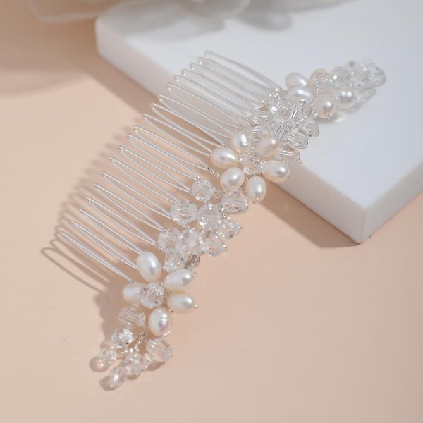 100% Handmade Freshwater Pearl Wedding Hair Combs Classical Wedding Hair Accessories Silver Pearl Hair Comb for Bridal Jewelry