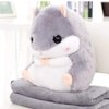 YunNasi Plush Hamster Stuffed Animal Toys Hamster Throw Pillow with Blanket 19.7 Inches Grey