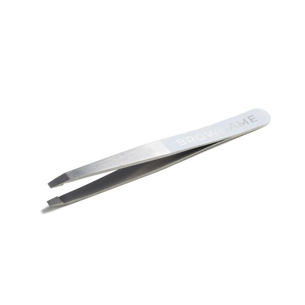 Browgame Original Slanted Tweezer - Precise, Extra Sharp Plucking Tool For Easy, Painless Hair Removal - Easy Grip For Meticulous Shaping - Stainless Steel Design For Sensitive Skin - White - 1 Pc