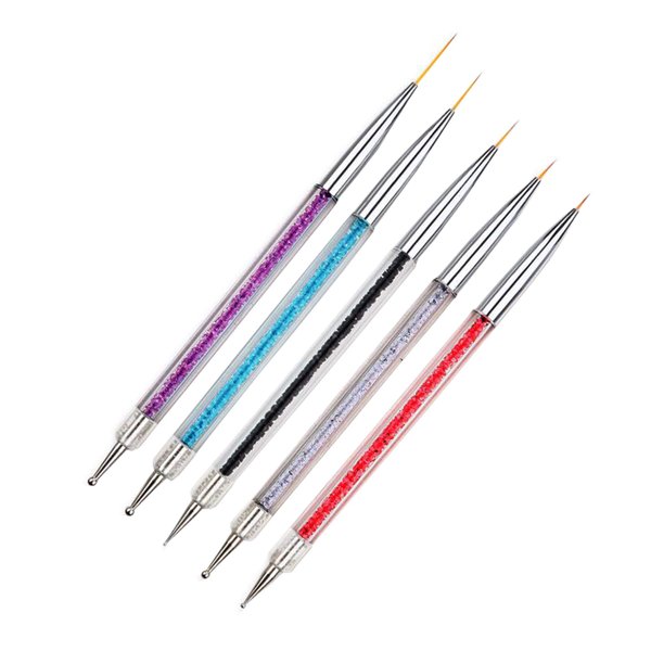 Waldd 5 Pieces Nail Art Liner Brushes, UV Gel Painting Nail Design Brush Pen, Nail Dotting Painting Drawing Pen 5//7/9/11/13 mm