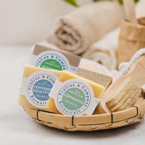 Organic Handmade Spearmint-Eucalyptus Bath and Hand Soap for Oily Skin - Bath Soap with Gentle Creamy Moisturizing Foam - Organic Hand Soap with 100% Organic Ingredients - 4oz / 110gr