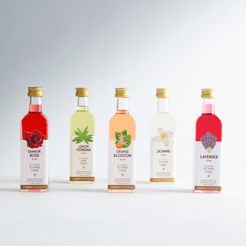Floral Elixir Co. - All Natural Flower Syrup Cocktail Kit - Gift Set - Assortment of 5 (2 oz) Elixirs (Tea Lovers)
