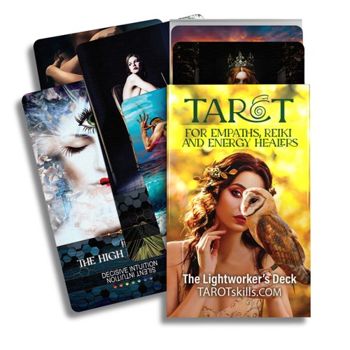 Tarot Skills Lightworker’s Tarot Deck Cards with Meanings on Them, Keywords, Reversed, Yes and No, Elements, Ultimate Beginner Deck, Includes Online Education for Learning Tarot and More!