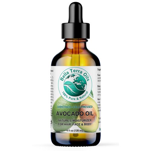 Bella Terra Oils - Avocado Oil 4 oz - Dive into The Purity of Natural Avocado, Abundant in Vitamin K & C, Superior Blend for Essential Oils
