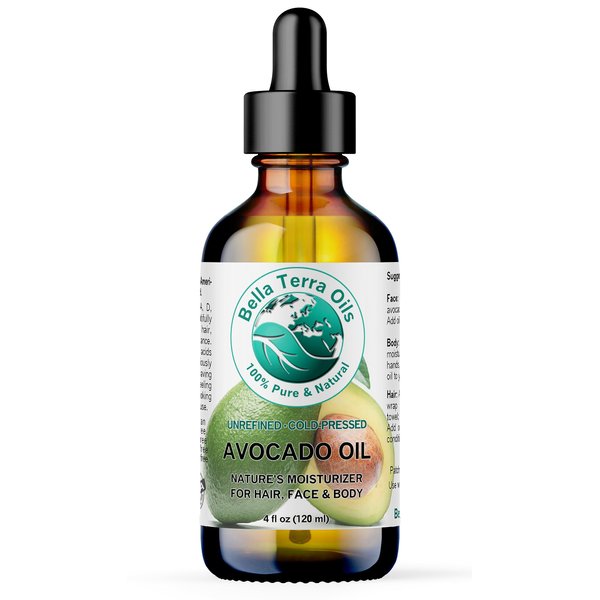 Bella Terra Oils - Avocado Oil 4 oz - Dive into The Purity of Natural Avocado, Abundant in Vitamin K & C, Superior Blend for Essential Oils