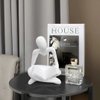AMAHPSPE Thinker Statue Reading Women Figurine Abstract Art Sculpture Home Decor Modern White Decor Accents White Thinker Figurines for Living Room Shelves Bookshelf Office Shelf Desktop Decor