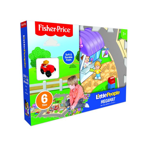 Fisher-Price 6 Pc Mega Floor Mat with Vehicle Playmat with Vehicle