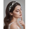 SWEETV Flower-Leaf Bridal Headpieces for Wedding Hair Band for Brides Headband Rhinestone Wedding Headband Silver Flower Girl Bridesmaid Hair Vine