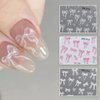 Bow Nail Art Stickers 5D Embossed Bow Nail Decals 3PCS Pink White Bowknot Cute Ribbon Bow Tie Design Nail Adhesive Sliders Kawaii Manicure Accessories for Women Girls DIY Nail Art Decorations Supplies