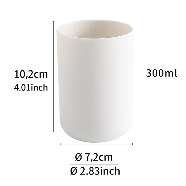 wongwongcat Bathroom Tumbler, Unbreakable Dishwasher Safe Drink Cup 300ml, 2 pieces (white&white)