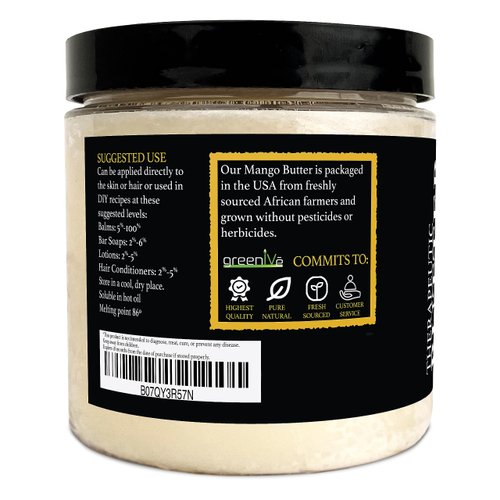 GreenIVe Virgin Mango Butter 100% Pure Raw Creamy All Natural Skin Moisturizer Unrefined (8 Ounce Jar)