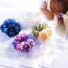 AsggBah 3pcs Premium Women Hair Elastic Scrunchies with Flower & Crystal Deco Elegant Hair Ties Hair Band Hair Accessory for Ponytail Hairball