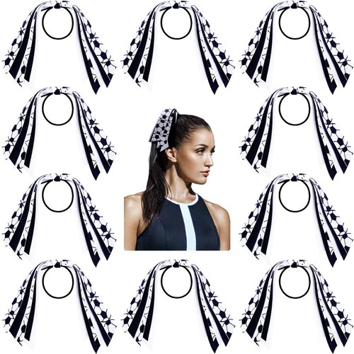 MTLEE 10 Pieces Soccer Hair Accessories Girls Soccer Ribbon Pony Holder Streamer Soccer Hair Bow Scrunchies Elastic Soccer Hair Ties Ponytail Hair Band Ponytail Holders for Girls Women Players
