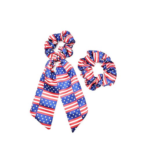 American Flag Hair Scrunchies Women Hair Ring Tie Flag Girls Ponytail Holder JHN61 (2 PCs-Set A1)
