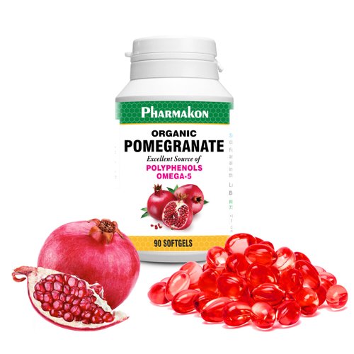PHARMAKON Organic Pomegranate Extract, Highly Bioavailable Softgels, Full Spectrum Contains Polyphenols + Omega 5
