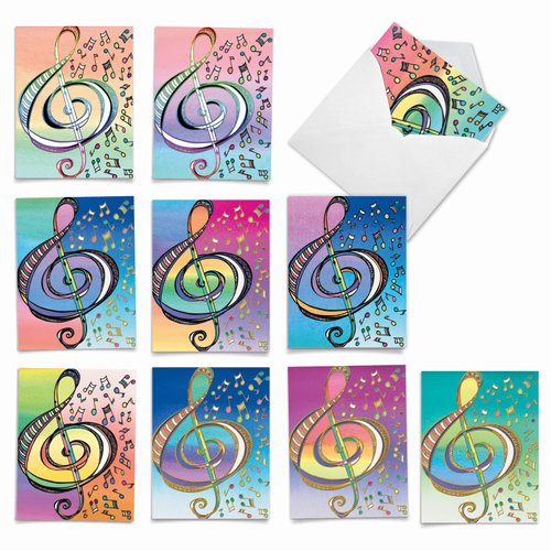 The Best Card Company - Thank You and Gratitude Cards (Box of 10), All Occasions Note Cards, Stationery Set 4 x 5.12 inch- Design Tunes M2315