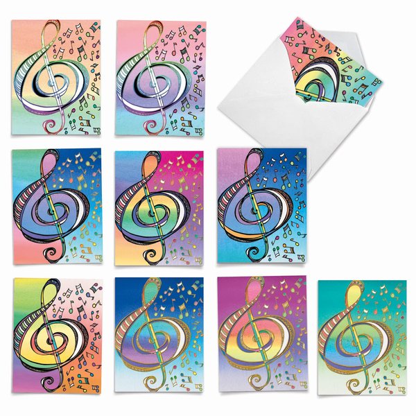 The Best Card Company - Thank You and Gratitude Cards (Box of 10), All Occasions Note Cards, Stationery Set 4 x 5.12 inch- Design Tunes M2315
