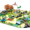 Dinosaur Toys, Military Dinosaurs Toy Figures with Weapons & Fences, 49PCS Dinosaur Toys for Kids 3-5, Army Vehicles Jurassic Dinosaur Park Toddler Dinosaur Figures w/ Storage Head & Play Mat
