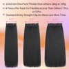 12 Inch Kinky Straight Clip ins Hair Extensions for Black Women Full Head Yaki Straight Seamless Clip ins Synthetic Hair Pieces 4 Pieces with 11 clips