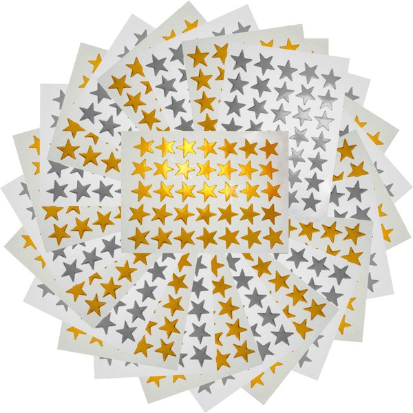 3500 Count Star Stickers for Paper Notebook, Journal Gold Silver Self-Adhesive Foil Star Labels 100 Sheets