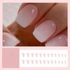 White Press on Nails Short Square Solid Color Ombre Fake Nails with Glue Natural Acrylic False Nails Stick on Nails for Women Girls Gift, Gel Nail Kit, Polish-Free Solid Color Manicure 24Pcs