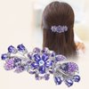 Missgrace Fashion Retro Ponytail Holders Hair Barrettes Flower Crystal Rhinestones Barrettes Blue Purple Spring Hair Barrettes Clip Hair Accessories for Women (Purple)