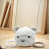 BBYP Baby Hanging Musical Box Toys, Soothing Musical Pulldown Toy with Wooden Teether, Crochet Musical Bear Head Toys for Newborn Infant Baby Toys for 0, 3, 6, 9, 12 Months