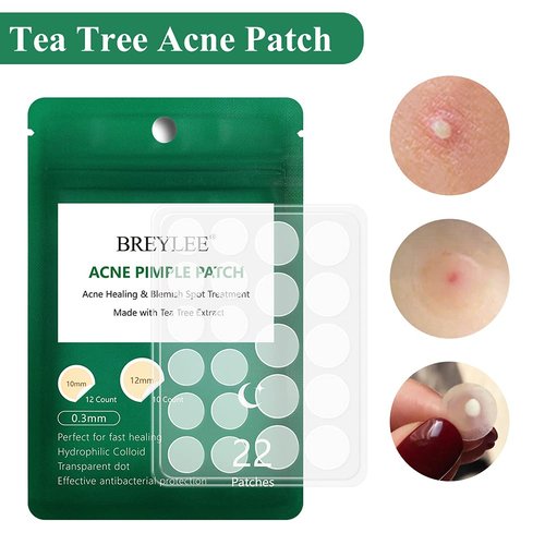 Acne Pimple Patch (66Count), BREYLEE Tea Tree Oil Pimple Patch Acne Pimple Healing Patch Zit Patch Acne Patch Hydrocolloid Patch, 10mm+12mm