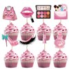 UVTQSSP 32 Pack Pink Bridal Shower Cupcake Cake Toppers Make Up Cake Topper Decorations Lip Cupcake Toppers Girls Party Supplies for Wedding Bridal Shower Girls Birthday Party Women Beauty