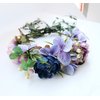 Vivivalue Flower Wreath Crown Boho Flower Headband Hair Garland Floral Headpiece Halo with Ribbon Wedding Party Festival Photos Purple