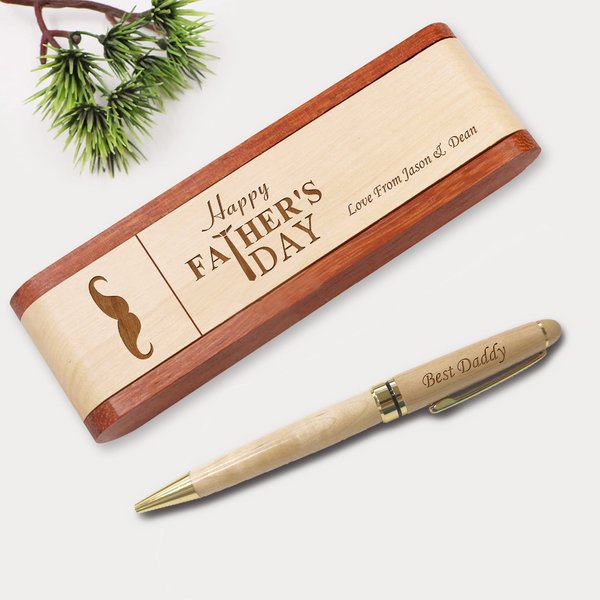 Personalized Pens Ballpoint Custom Fathers Day Ballpoint Pens Gifts for Men Women Him Husband Dad Grandchild Nanny Daughter Granddaughter ECO-Friendly Wooden Engraved Pen Gadgets Gift(Fathers Day)