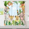 MESHELLY Kids Cartoon Safari Animals Curtains 42Wx63H Inch Rod Pocket Woodland Jungle Lion Elephant for Baby Boys Bedroom Decor Children Nursery Girls Playroom Window Drapes Fabric 2 Panels