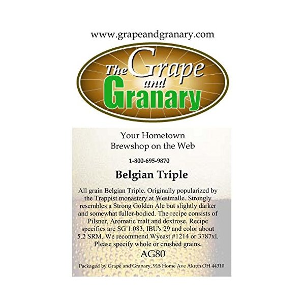 Grape and Granary All Grain Belgian Triple Beer Brewing Kit- For 5 US Gallons