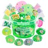 LAWOHO Frog Clear Slime 300ml, Green Clear Slime Kit for Girls Ages 8-12 with 8 Packs Slime Add-Ins, Slime for Kids Party Favors, Non Stick Slime with Clay, Birthday Halloween Christmas Easter Gifts