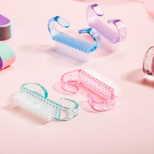 4 Pieces Handle Nail Brush Nail Hand Scrubbing Cleaning Brush (Small, Multicolor)