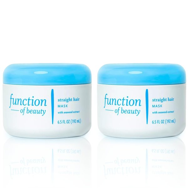 FUNCTION OF BEAUTY Straight Hair Mask Base, 6.5 oz Each (2-Pack) - Deep Conditioning Formula With Seaweed Extract to Promote Silky Shine