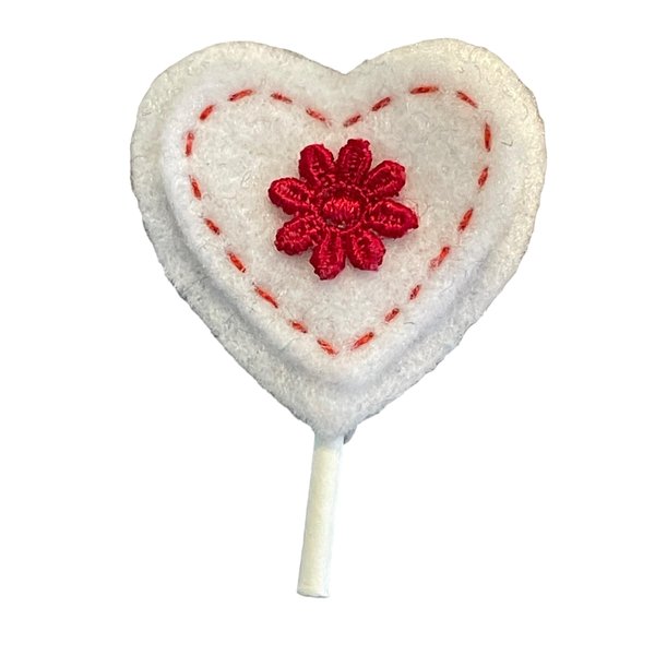 Heart Hair Clip, Love Hair Clip, Feltie, Girls Hair Accessory, Red, White, Valentine's Day (white)