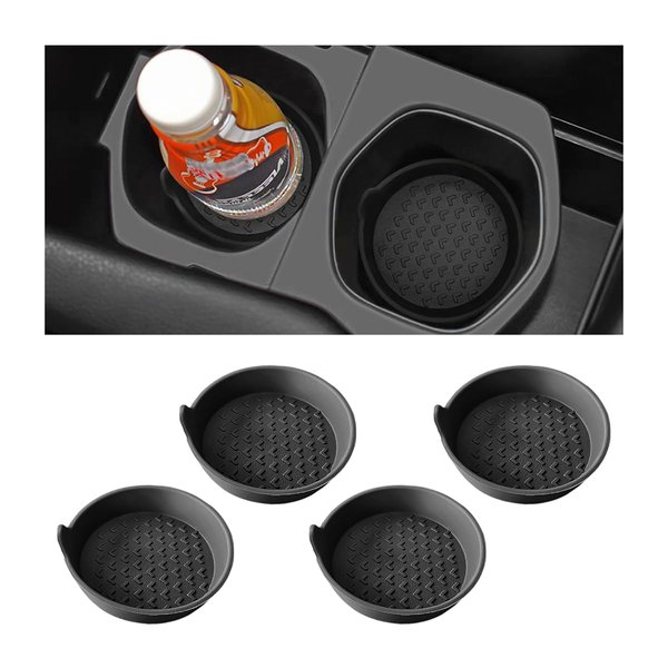 Osilly 2 Pack Car Coasters for Cup Holder, 2.75 Inch No-Slip Anti Dust Insert Coaster, Universal Auto Waterproof Coasters Silicon Insulation Cup Mats (Another Black-2)