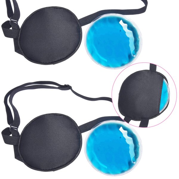 Cooling Eye Patches for Puffy Eyes, Pure Silk Ice Eye Patch, Single Eye Mask, Medical One Eye Cover Cold Hot Therapy Strabismus Lazy Eyes After Surgery Adult Kid Pirate Eyepatch (Black & Black)