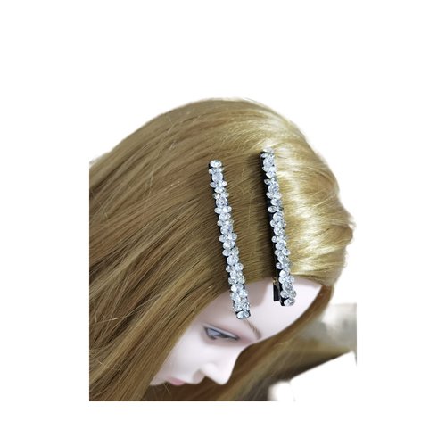 Vpang 2 Pcs Shiny Rhinestone Diamond Hair Barrette Clip Hair Pin Hair Clip Bobby Pins Duckbill Alligator Clip Pin Hair Accessories for Women Girls (White)