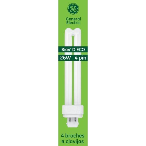 GE Energy Smart CFL Light Bulb, Double Tube Biax Light Bulb, T4 Light Bulb, 26-Watt, 1800 Lumen, G24Q-3 4-Pin Base, Cool White, 10-Pack, Compact Fluorescent Light Bulb
