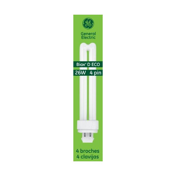 GE Energy Smart CFL Light Bulb, Double Tube Biax Light Bulb, T4 Light Bulb, 26-Watt, 1800 Lumen, G24Q-3 4-Pin Base, Cool White, 10-Pack, Compact Fluorescent Light Bulb