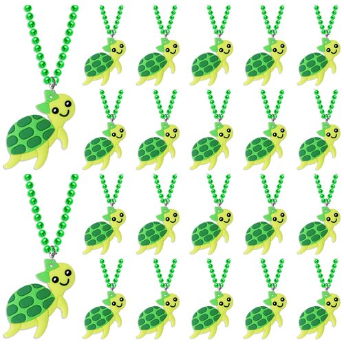 KeeStar 24 Pack Turtle Necklace Party Favors for Sea Turtle Under the Sea Ocean Baby Shower, Birthday Party, School Carnival Rewards, Photography Props, Home Decorations, Classroom Prize