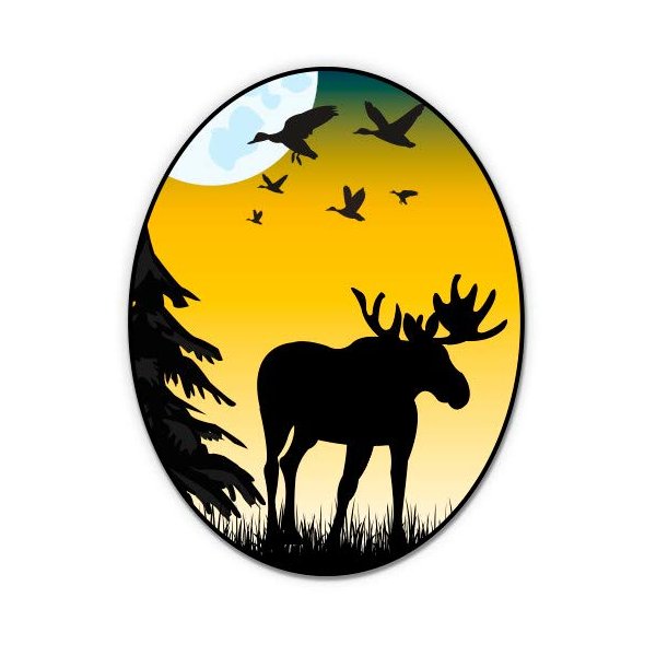 Moose Shape Night - 12" Vinyl Sticker Waterproof Decal