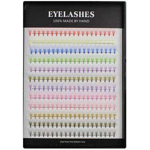 Hannahool 12 Colors Mix 240pcs 10D Premade Fans Nature Long Volume Eye Lashes Extensions Soft and Light Weight Colorful Individual False Eyelashes Cluster 8-16mm to Choose (15mm)