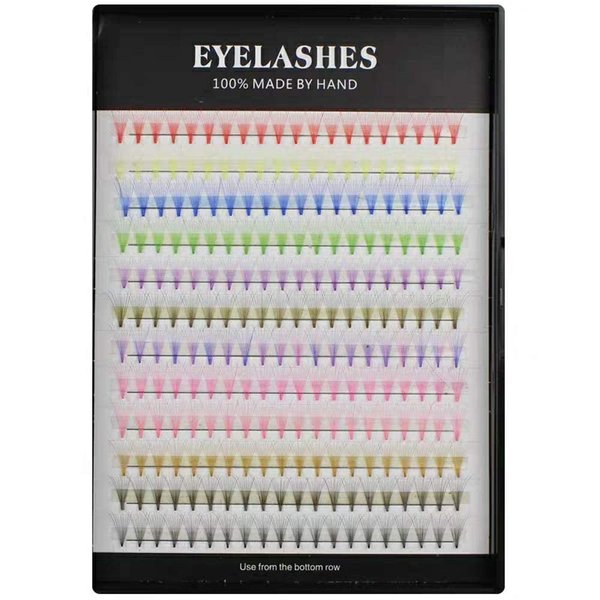Hannahool 12 Colors Mix 240pcs 10D Premade Fans Nature Long Volume Eye Lashes Extensions Soft and Light Weight Colorful Individual False Eyelashes Cluster 8-16mm to Choose (15mm)