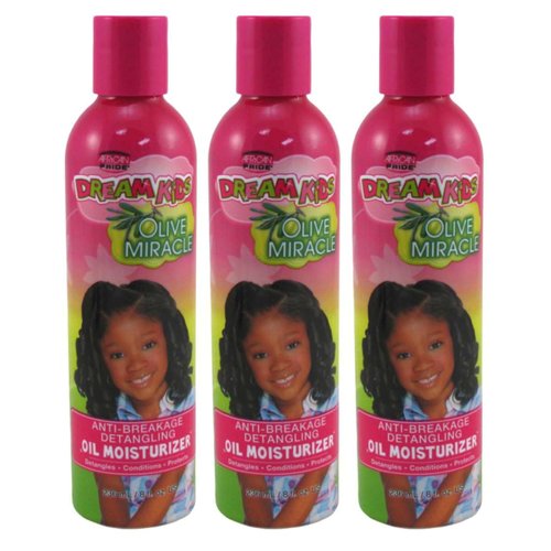 African Pride Dream Kids Olive Miracle Anti-Breakage Detangling Oil Moisturizer (3 Pack) - Contains Olive Oil, Detangles & Reduces Hair Breakage, 8 Oz